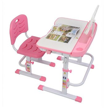 70CM Lifting Table Can Tilt Children Learning Table And Chair Gray (With Reading Stand Without Table Lamp)