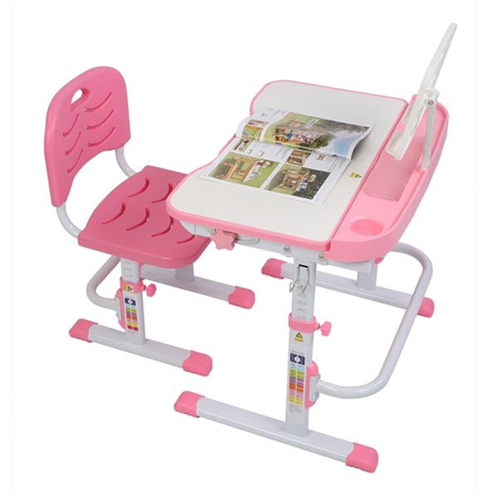 70CM Lifting Table Can Tilt Children Learning Table And Chair Gray (With Reading Stand Without Table Lamp)