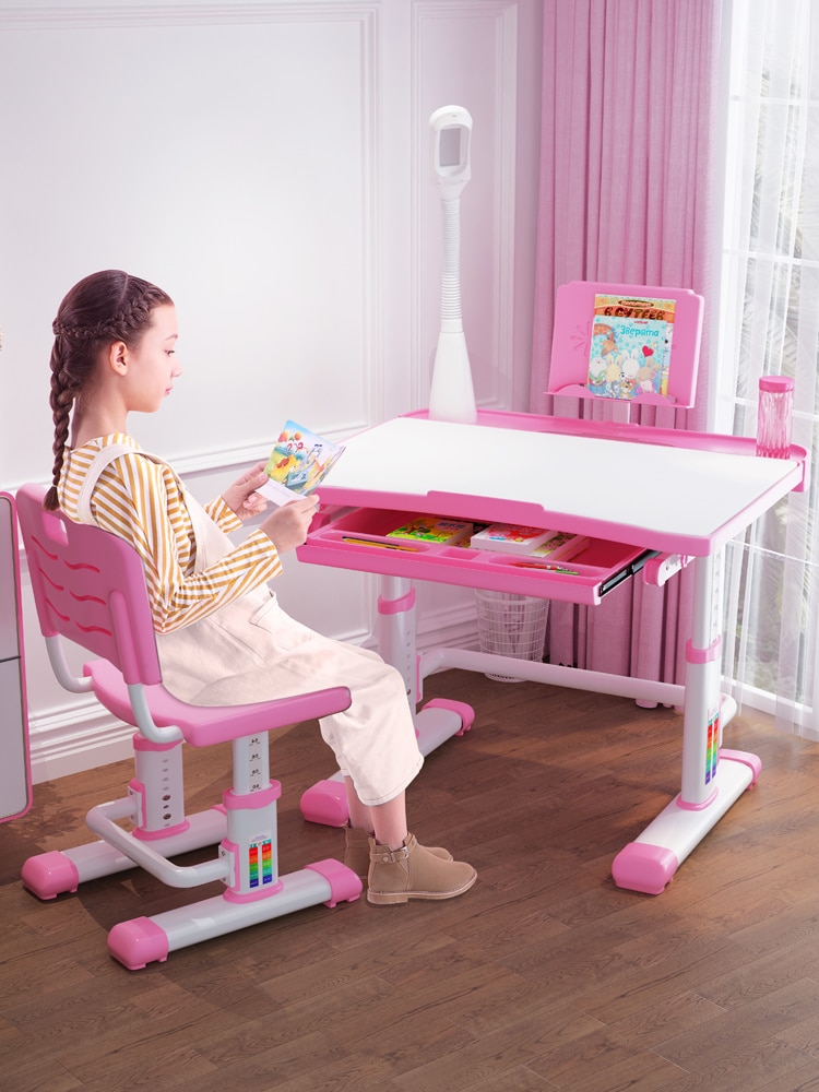 Children's Writing Desk And Chair Set Home Desk Chair Can Be Raised And Lowered Simple Children's Study Table Height Adjustment