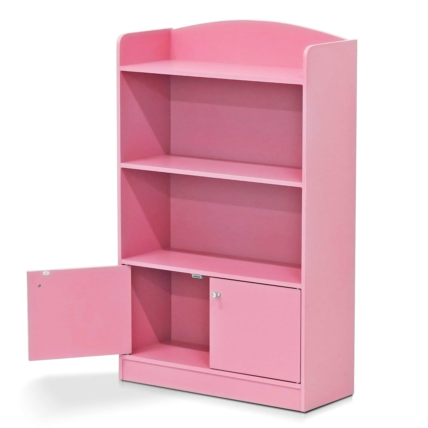 Furinno FR16121PK Stylish Kidkanac Bookshelf with Storage Cabinet, Pink